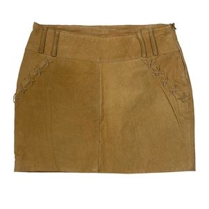 Joe Boxes tan genuine leather cosplay skirt size 3